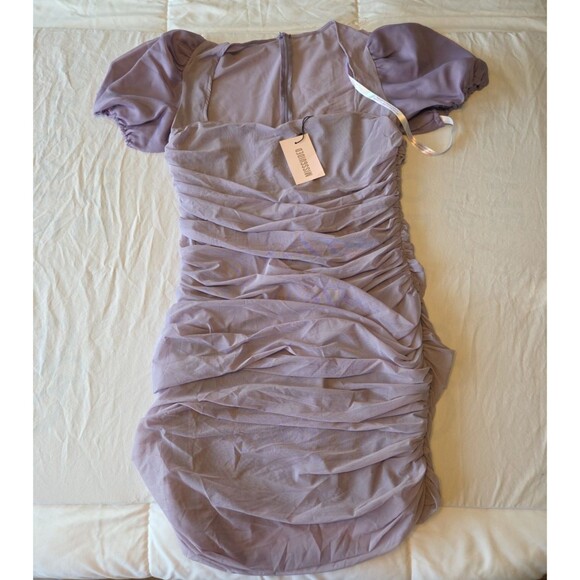 Missguided Dresses & Skirts - NWT Missguided Womens Dress Purple Mesh Ruched Mini Size 14 NEW